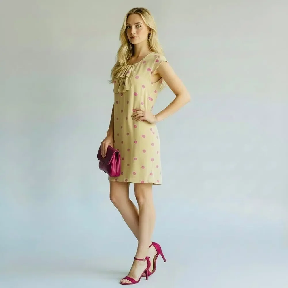 Kate Spade Shawna Polka Dot Sleeveless Shift Dress Silk Blend Cap Sleeves Size 2